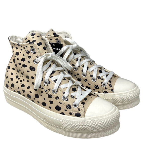 Converse Ctas Lift Platform Shoes High Leopard Leather Women Custom 568163C-WWLO - Picture 2 of 11